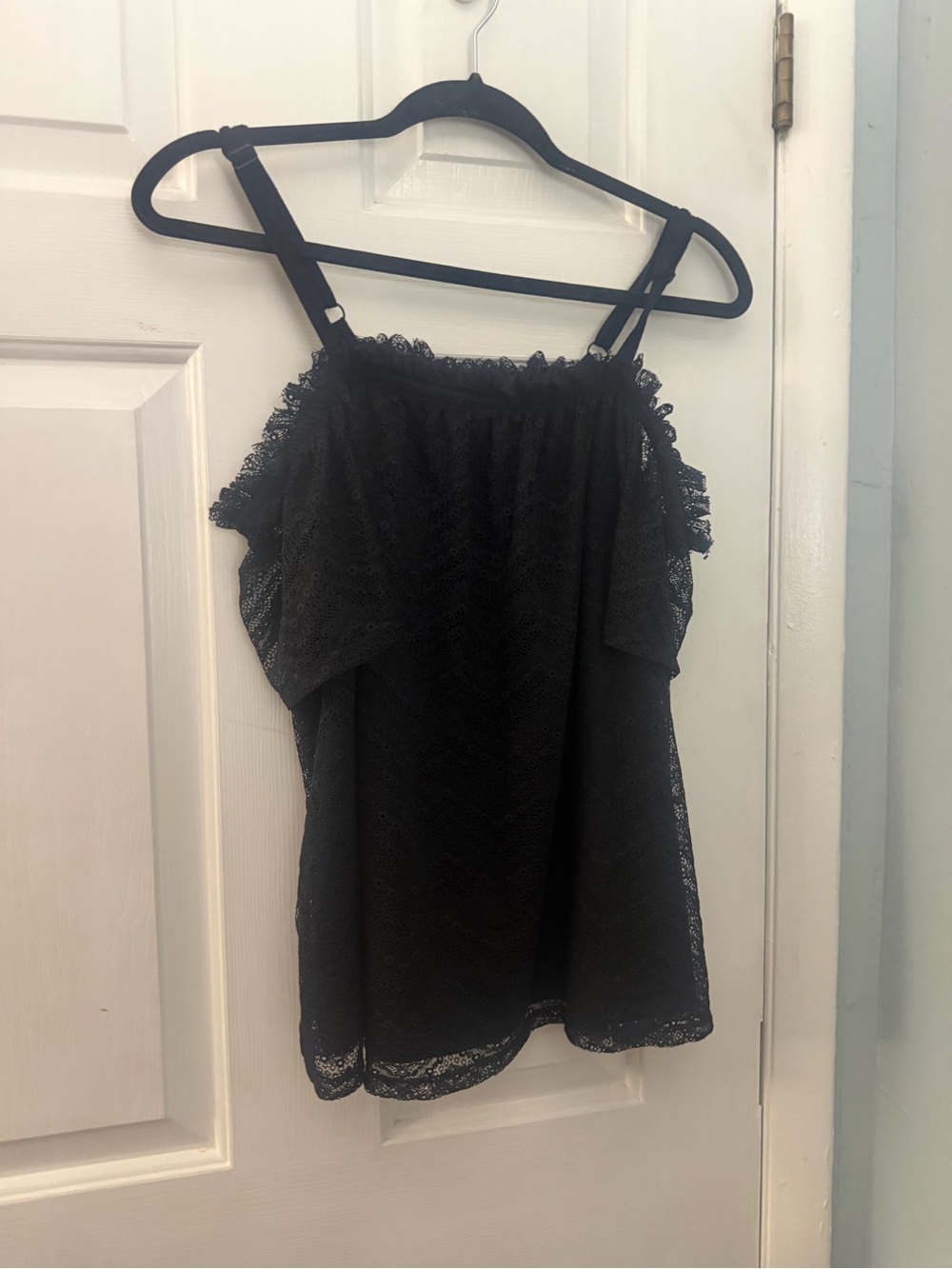 Torrid Black Lace Cold Shoulder Ruffle Blouse Top Size 0